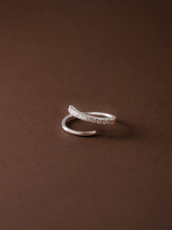 Diamond Curve Sterling Silver Single Threader - Minimalist Lab