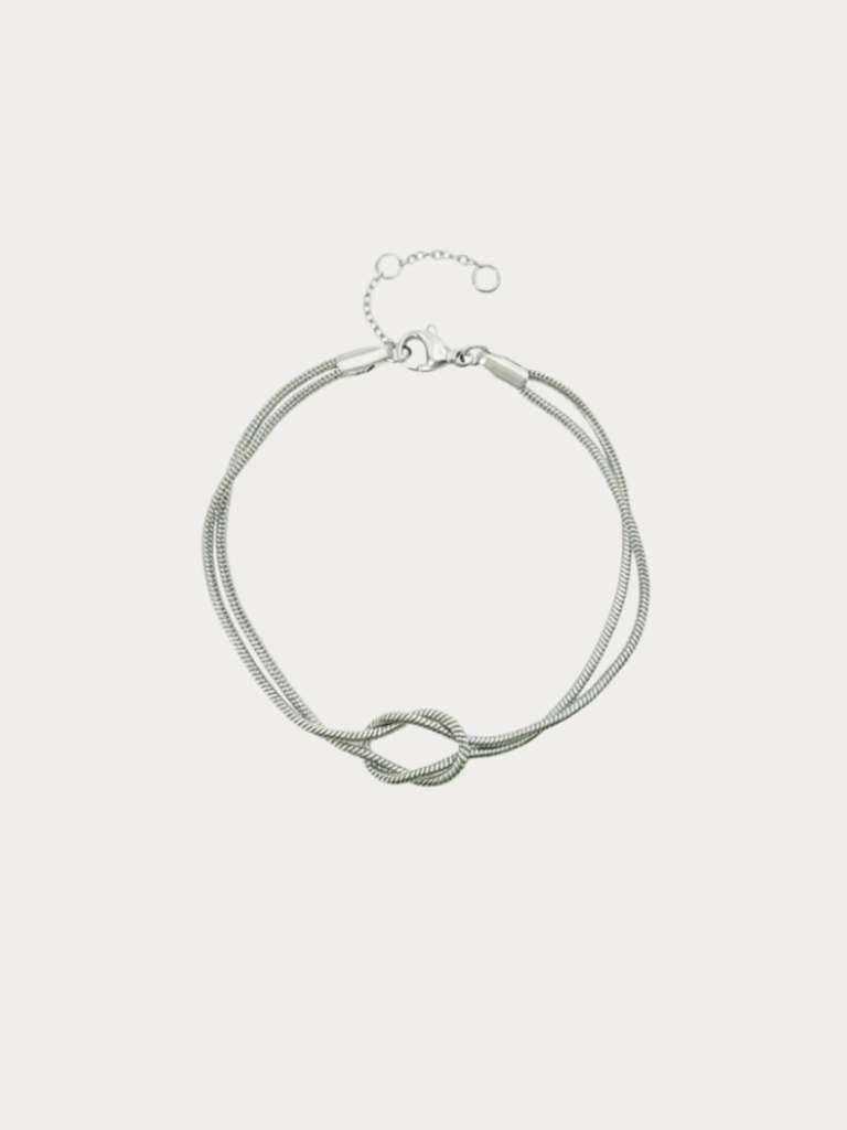 MNML Double Knotted Snake Chain Bracelet in titanium silver — silver snake chain knot bracelet Malaysia
