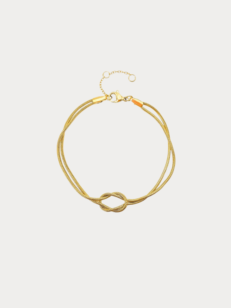 MNML Double Knotted Snake Chain Bracelet in titanium gold — gold snake chain knot bracelet Malaysia
