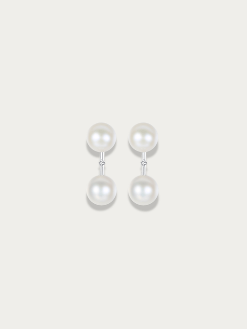 Elena Double Pearl Earrings - Minimalist Lab