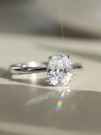 Bridal style oval ring sterling silver