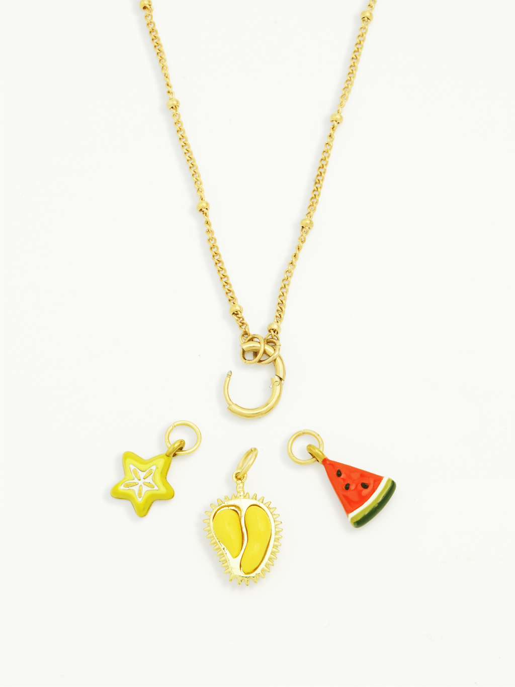 Enamel 18k Gold Sliced Starfruit Charm