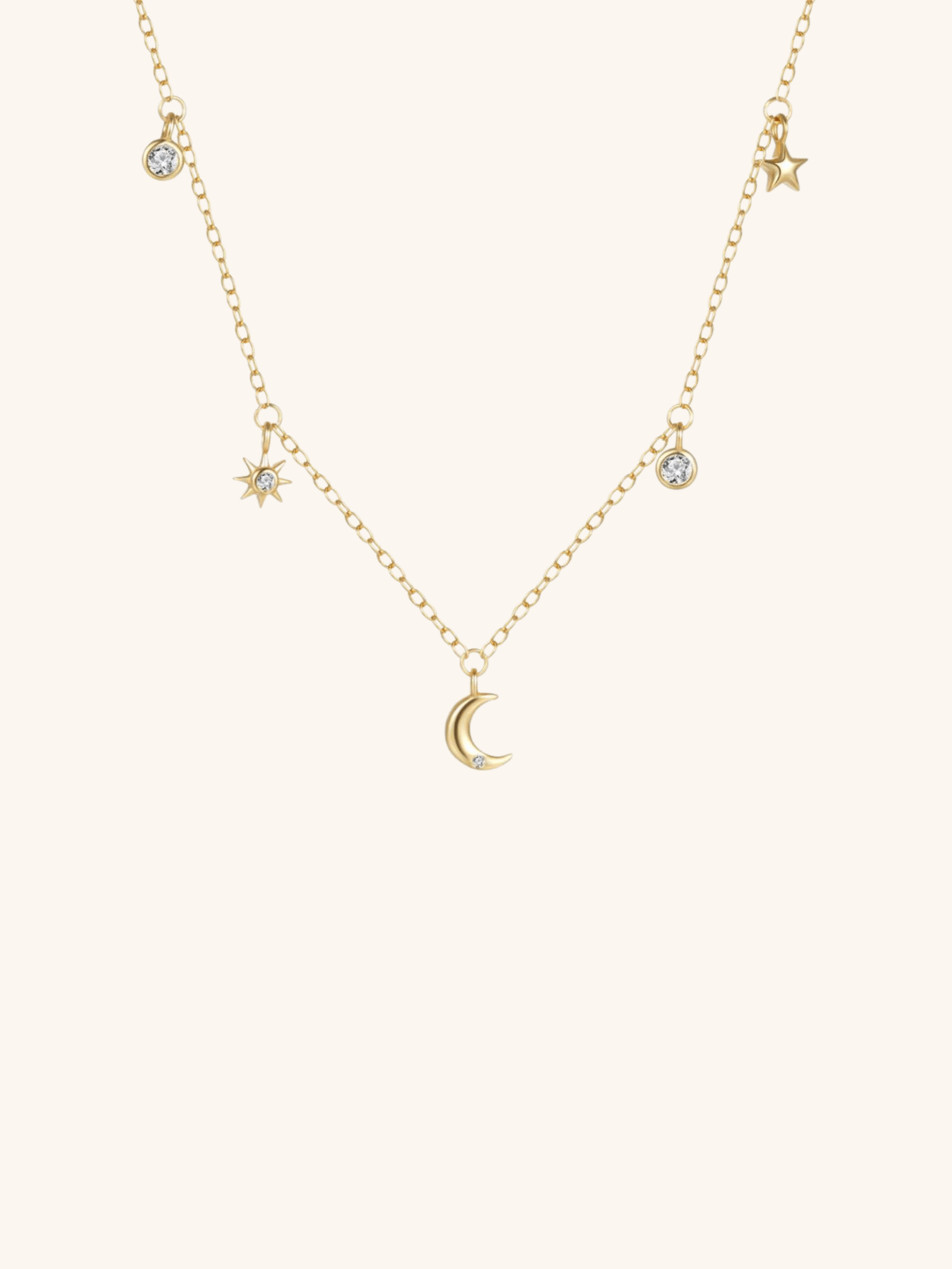 ESTELLA Moon and Stars Sterling Silver Necklace - Minimalist Lab
