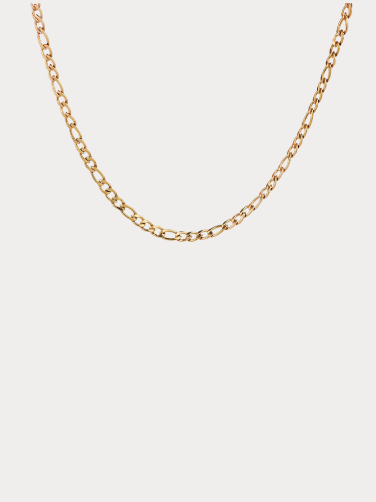 Figaro Chain Essential Necklace gold tone stainless steel, classic figaro link chain product flatlay