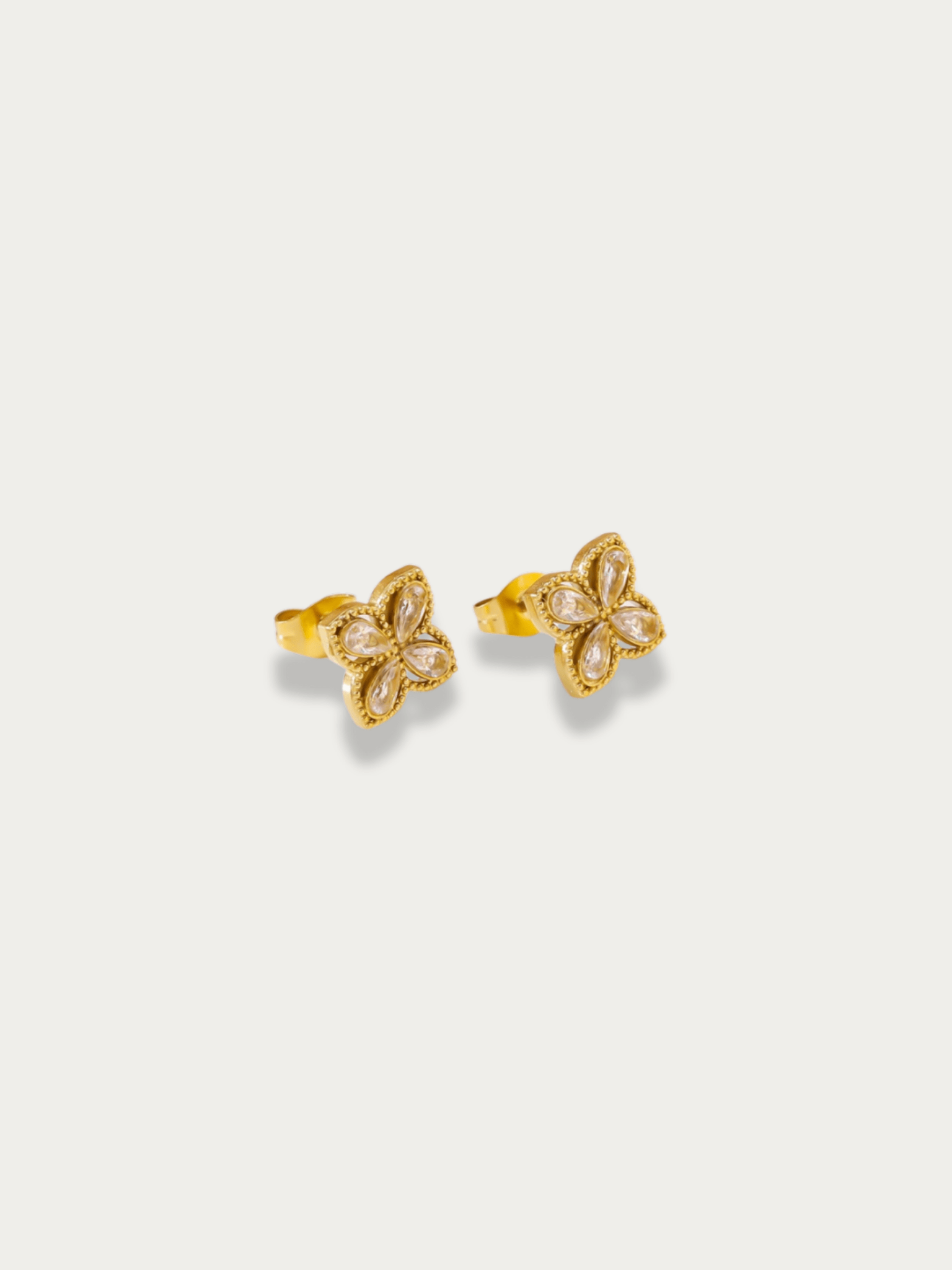 Fleur Golden Petal Stud Earrings - Minimalist Lab