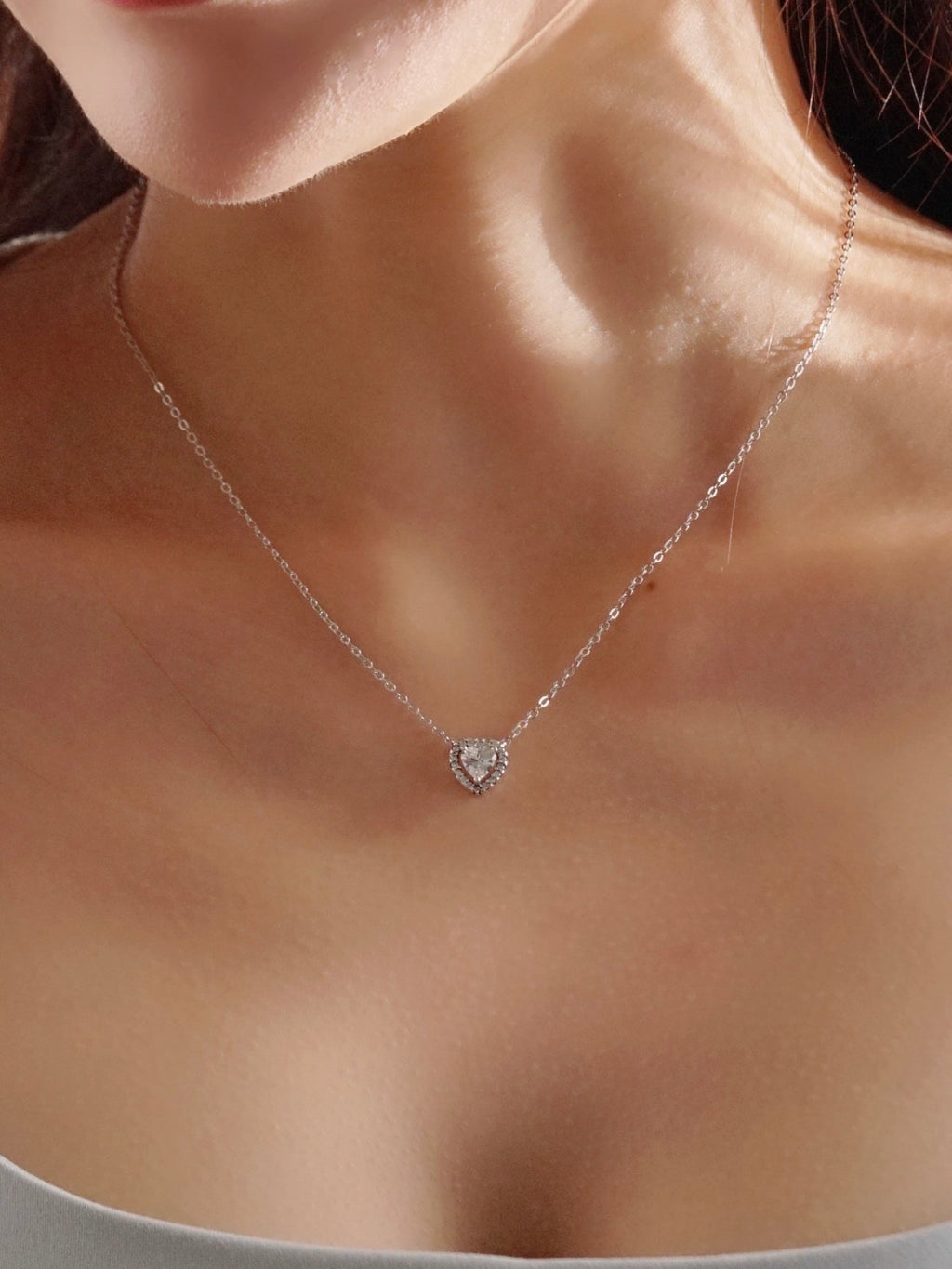 EMERY Heart Pavé Sterling Silver Necklace - Minimalist Lab
