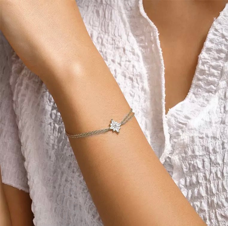 GLACE Diamond Snowflake Sterling Silver Bracelet - Minimalist Lab