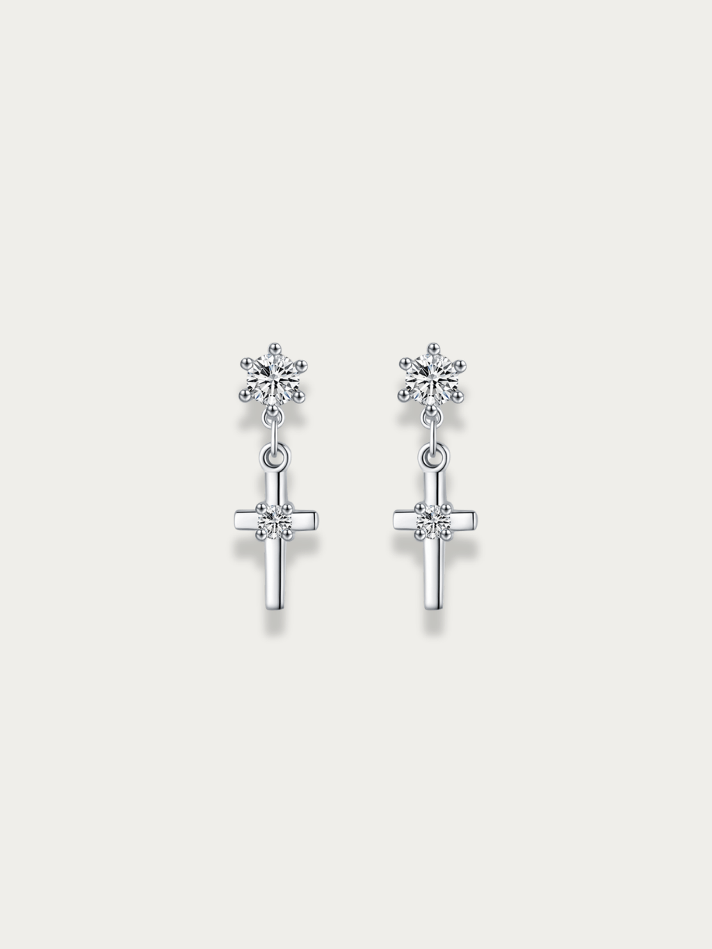 Glint Cross Drop Snowflake Stud Earrings - Minimalist Lab