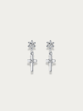 Glint Cross Drop Snowflake Stud Earrings - Minimalist Lab