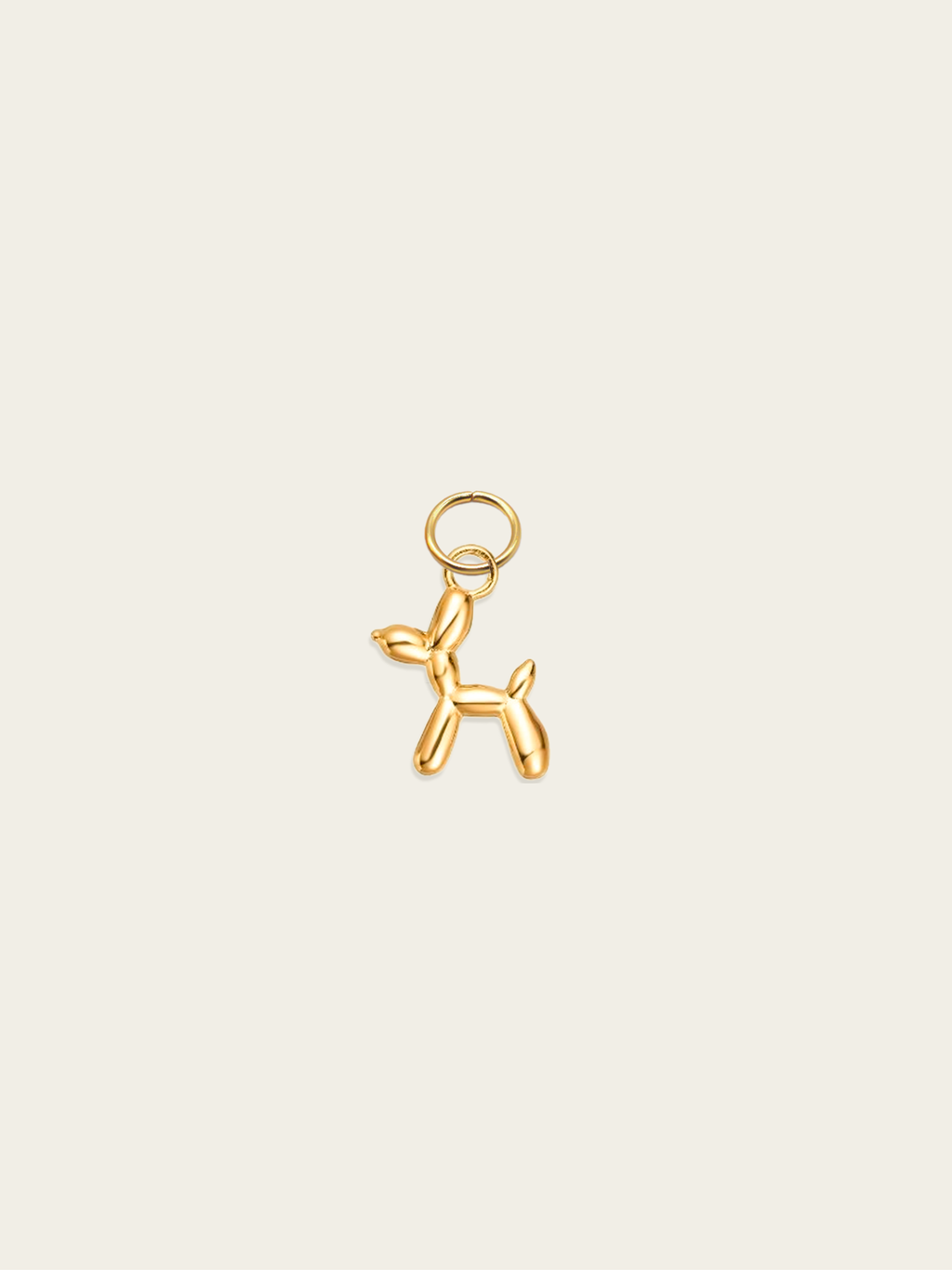 Golden balloon dog charm in 18K gold plated stainless steel for DIY jewellery