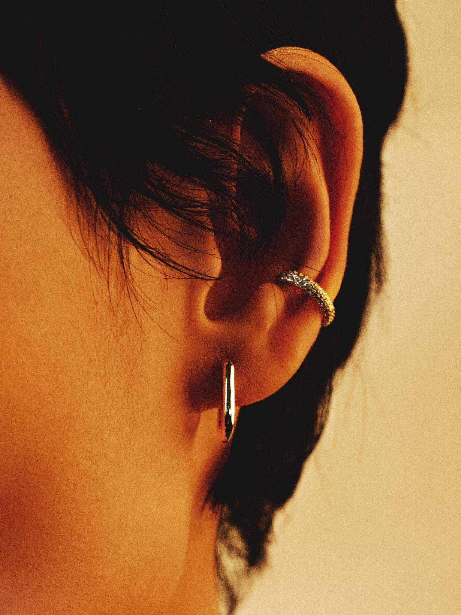 Pavé Diamonds Single Sterling Silver Ear Cuff - Minimalist Lab