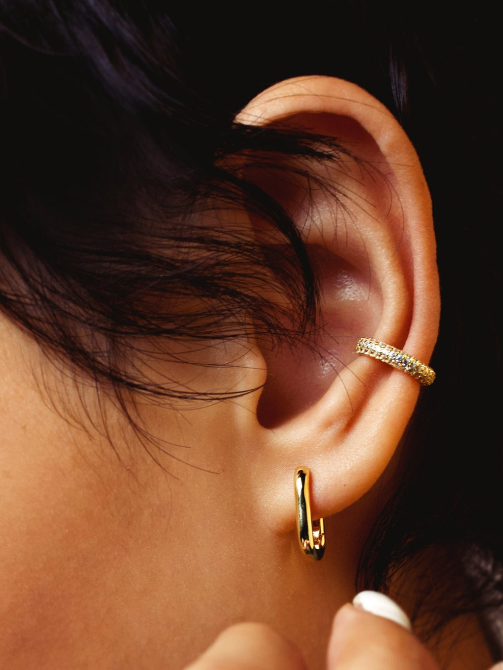 Pavé Diamonds Single Sterling Silver Ear Cuff - Minimalist Lab