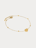 Heart Beaded Chain Anklet gold tone, flat lay
