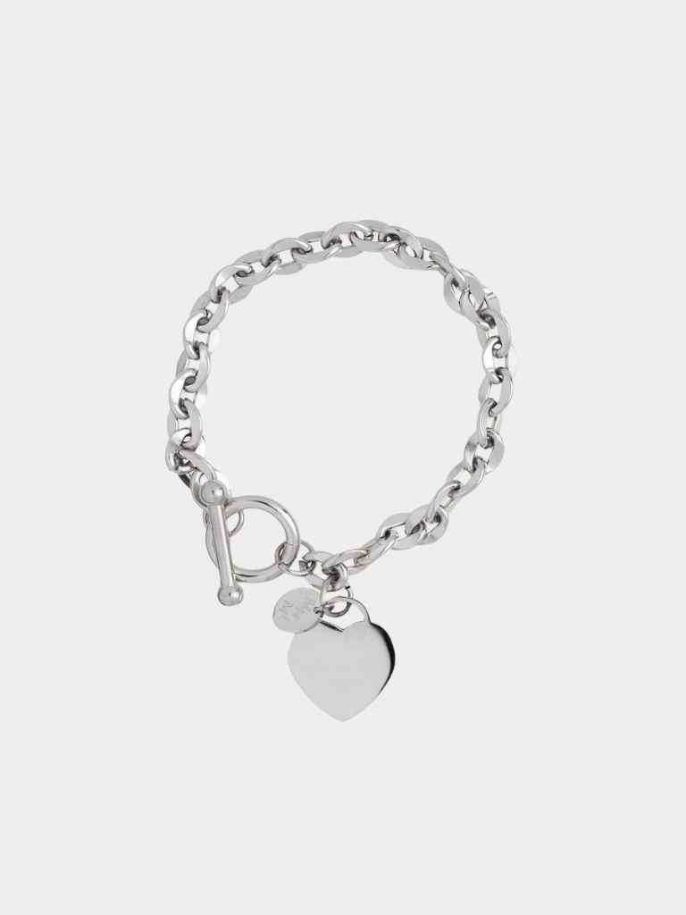 heart engravable bracelet titanium malaysia personalised in silver colour