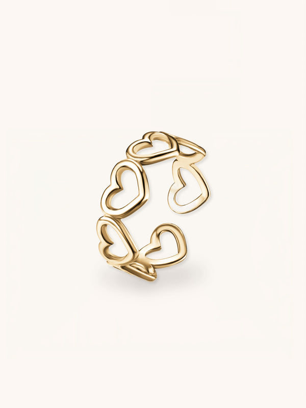 Hollow Linked Hearts Ring