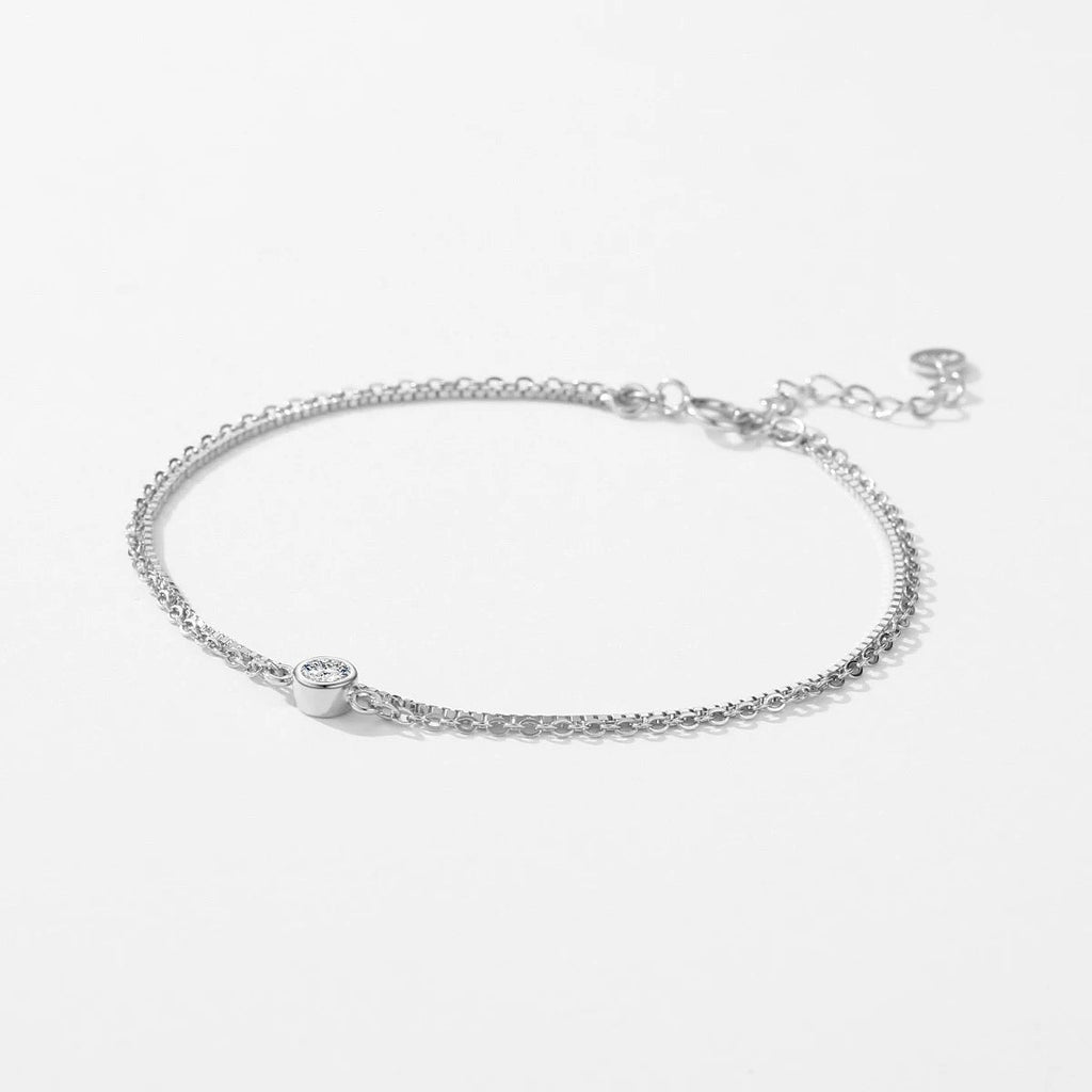 AVA Solitaire Layered Sterling Silver Bracelet - Minimalist Lab