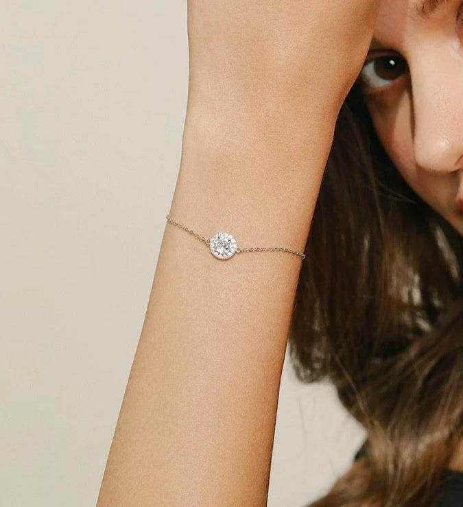 VIVIENNE Solitaire Diamond Sterling Silver Bracelet - Minimalist Lab