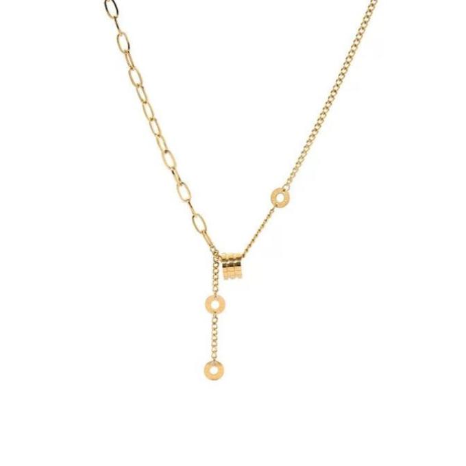 Bold Mixed Chain Lariat Necklace - Minimalist Lab
