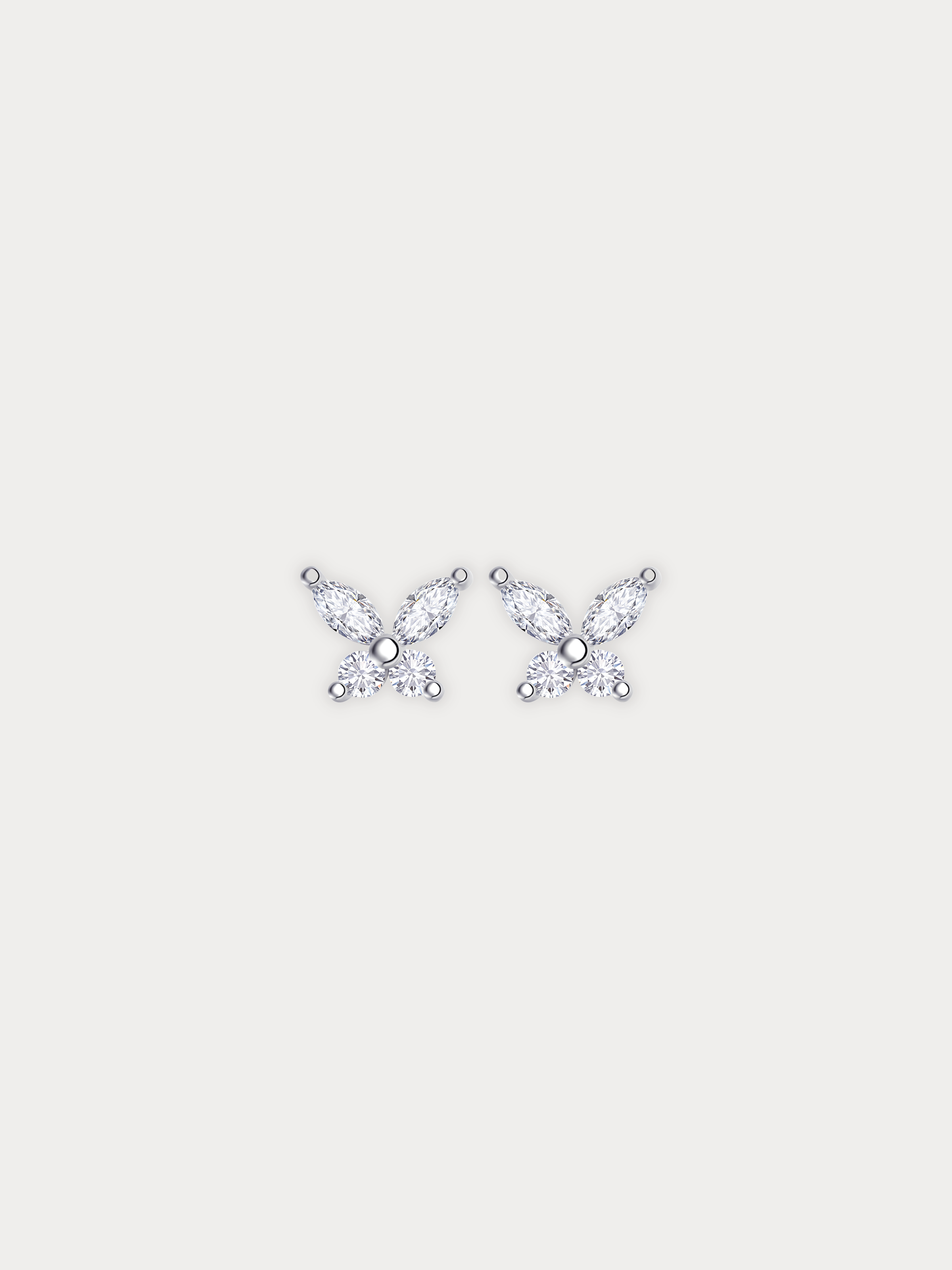 JASMINE Diamond Butterfly Sterling Silver Studs