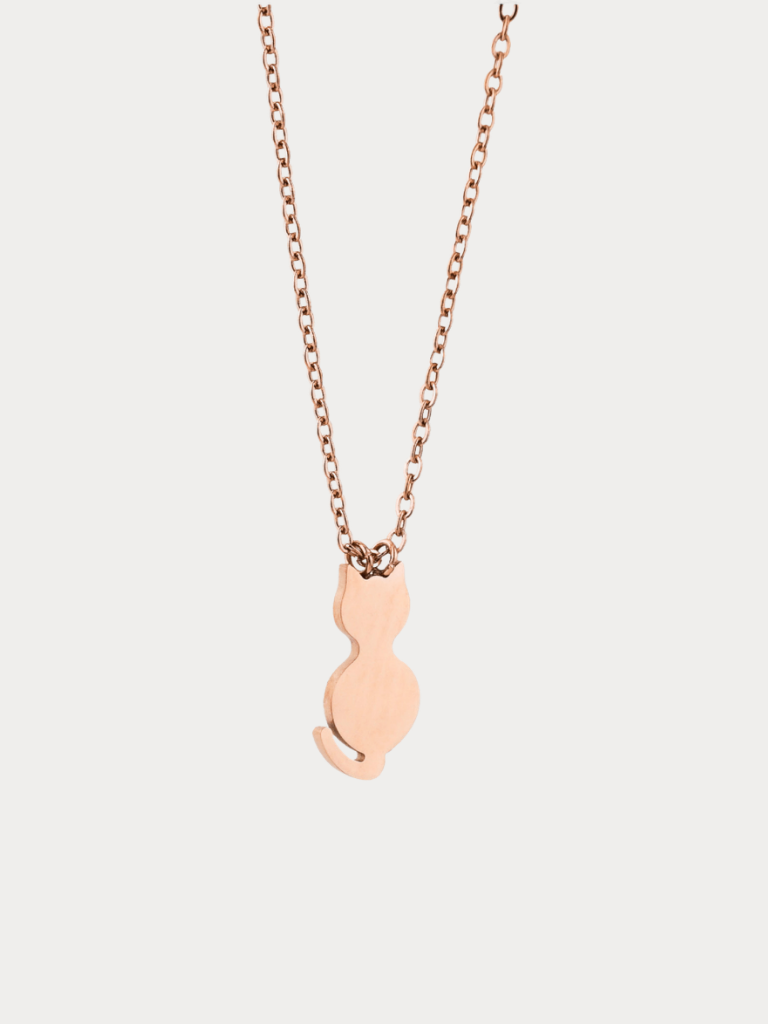 Kitty Pendant Engravable Necklace rose gold cat charm
