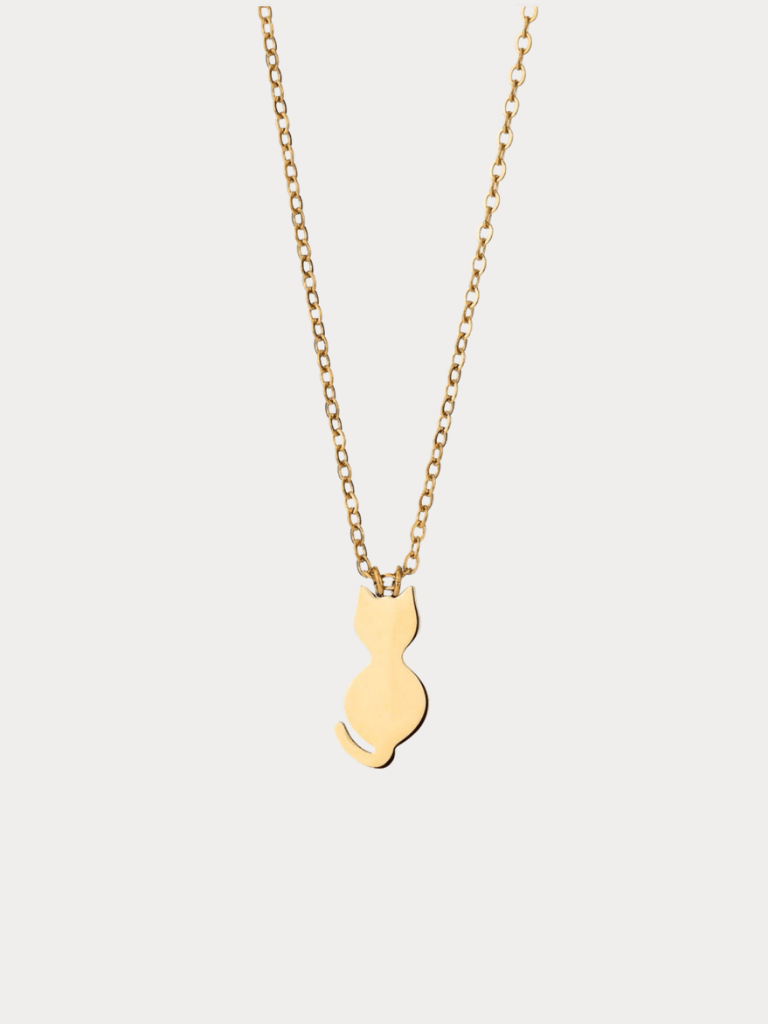Kitty Pendant Engravable Necklace gold cat charm
