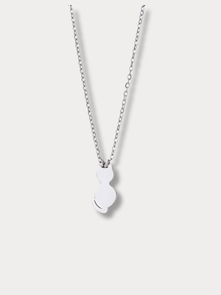 Kitty Pendant Engravable Necklace silver cat charm

