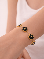 Minimal flower bracelet mother of pearl inlay