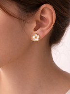 Minimal floral mother of pearl studs