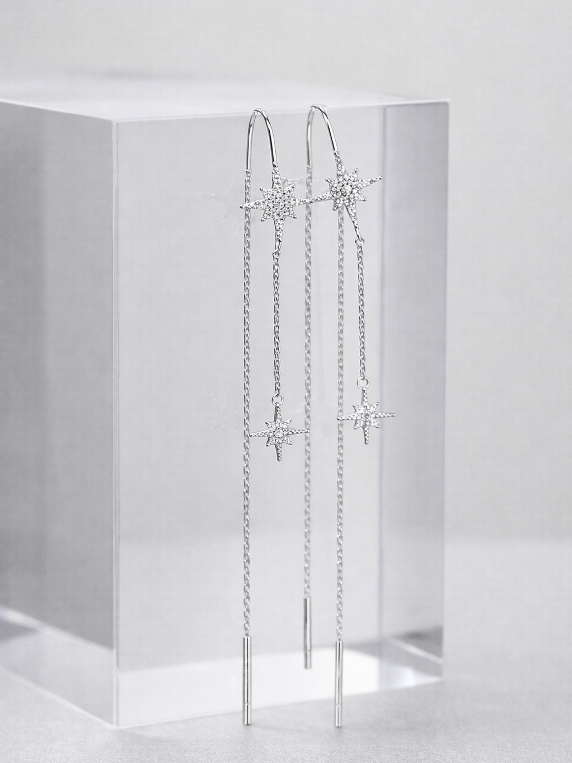 lyre starlight moissanite drop earrings