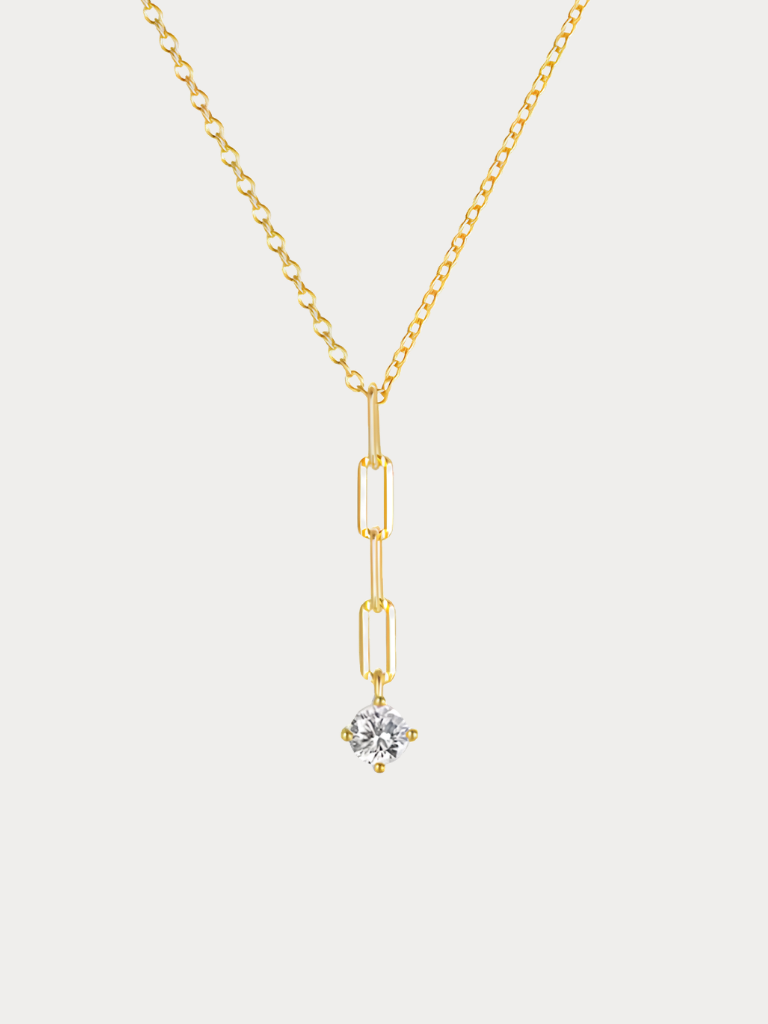 MILLER Diamond Paperclip Lariat Sterling Silver Necklace