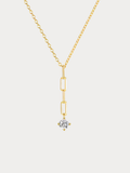 MILLER Diamond Paperclip Lariat Sterling Silver Necklace
