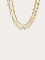 Marlow Paperclip & Curb Dual Chain Necklace - Minimalist Lab
