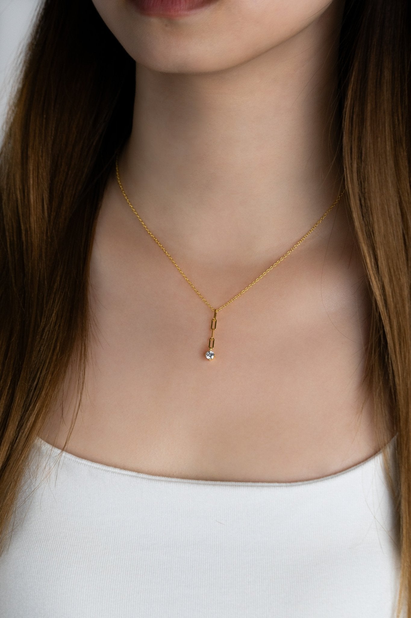 MILLER Diamond Paperclip Lariat Sterling Silver Necklace - Minimalist Lab