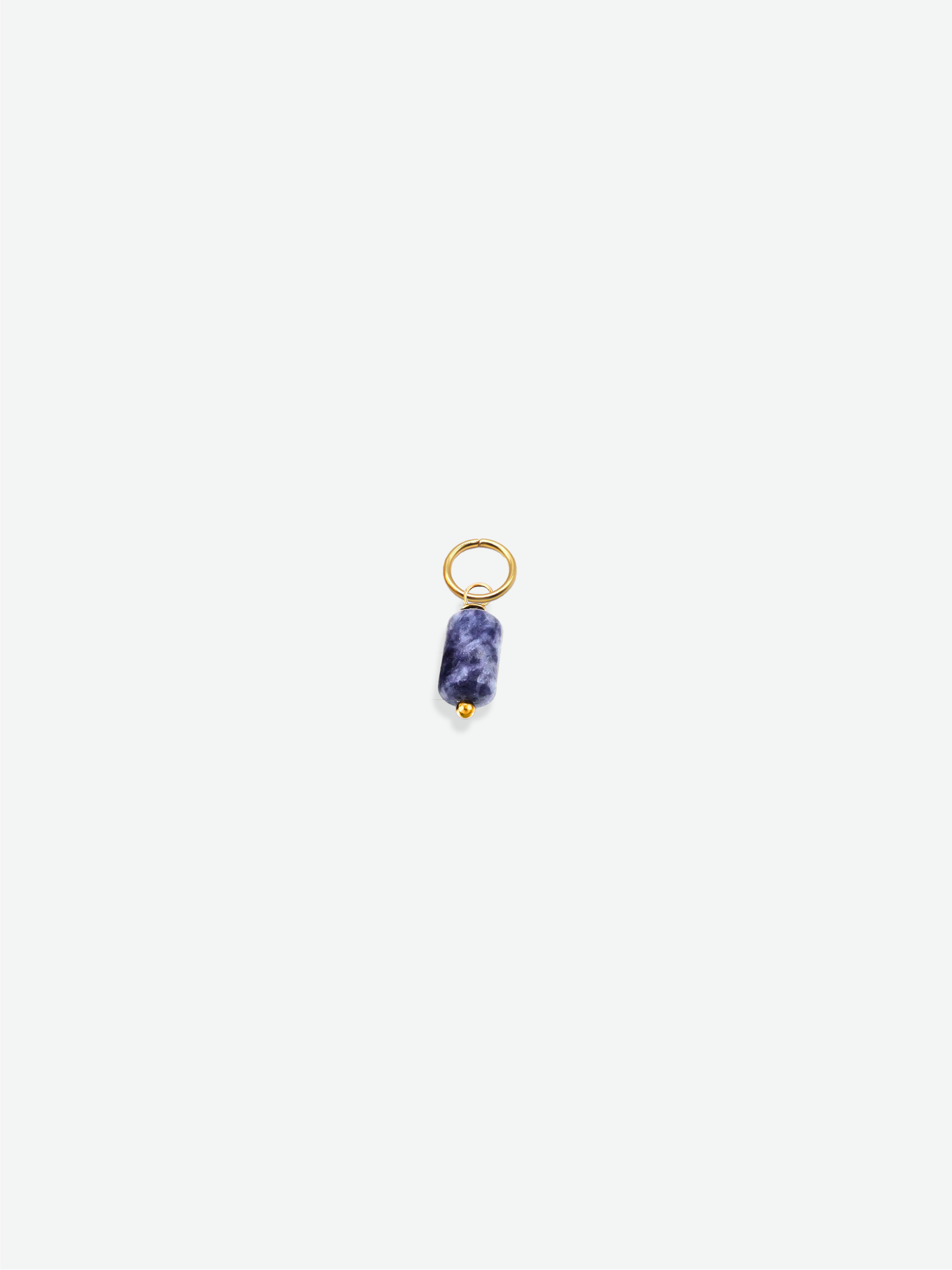 Blue cylinder natural stone charm 18K gold plated stainless steel