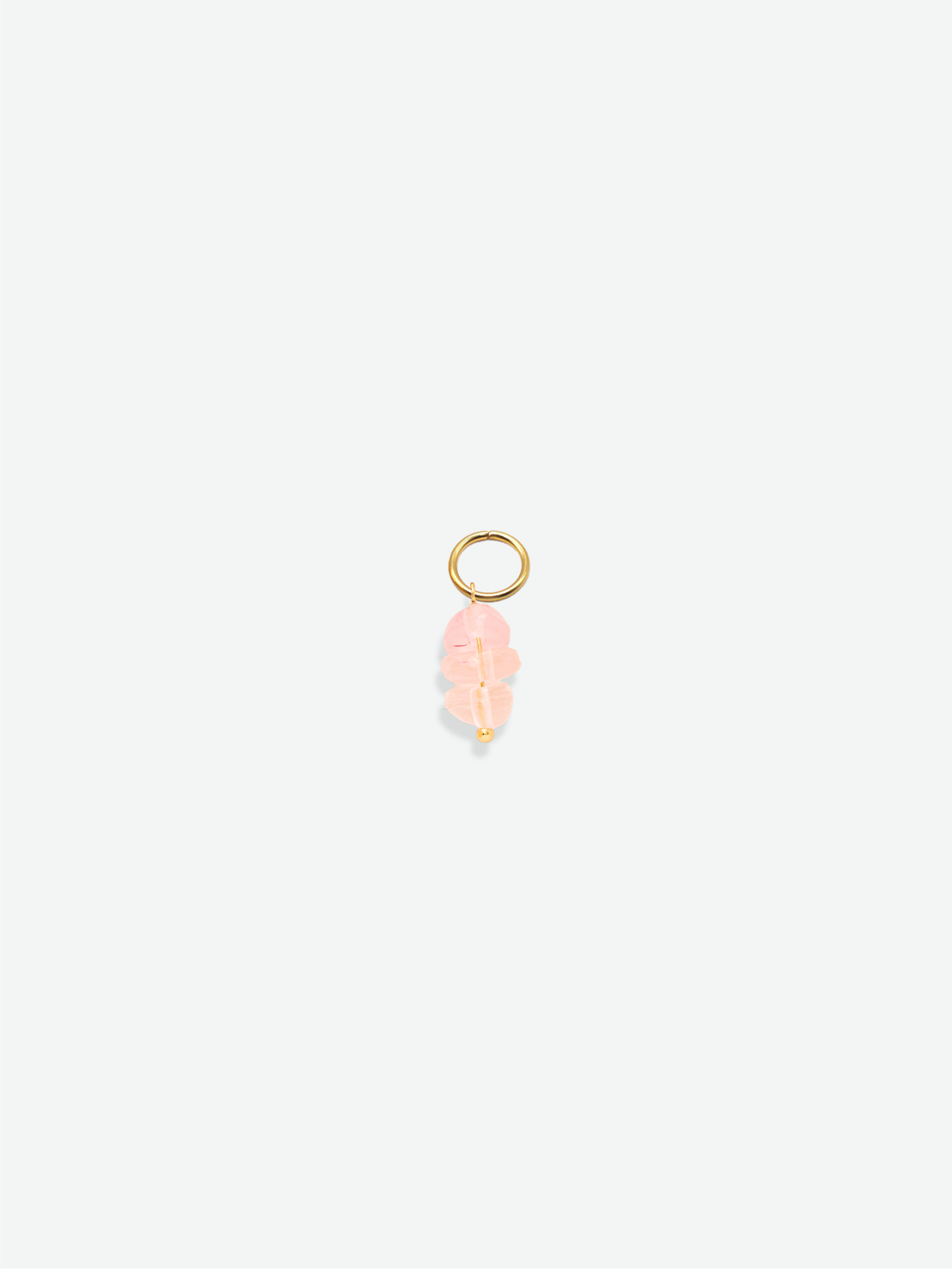 Mini irregular stacking pink stone charm 18K gold plated stainless steel