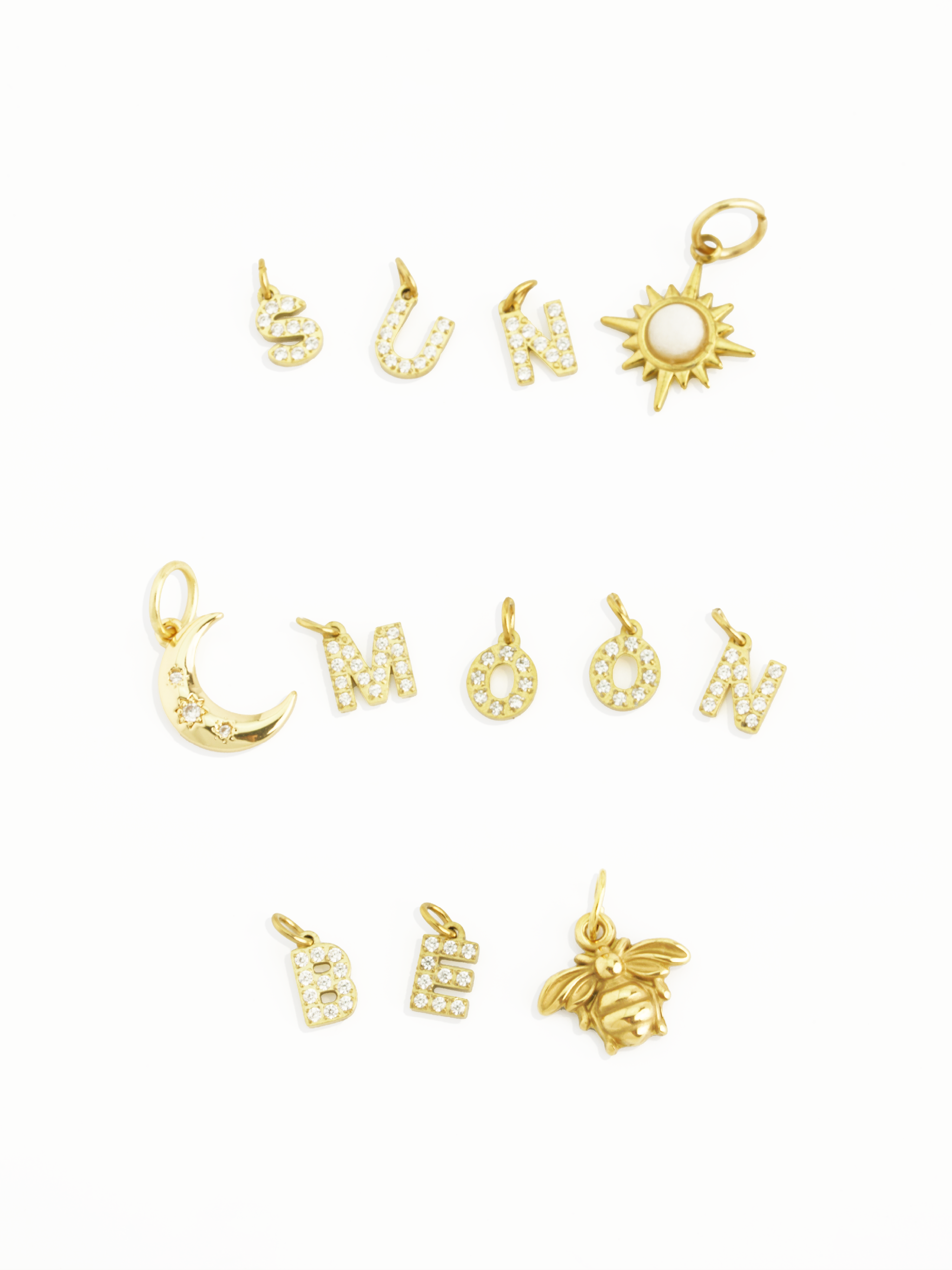 Mini letter charm 18K gold plated lightweight design