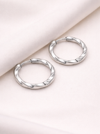 Mardea Minimalist Twist Hoop Earrings silver titanium steel