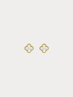 MNML Mother of Pearl Mini Clover Stud Earrings in titanium gold — gold clover stud earrings Malaysia