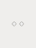 MNML Mother of Pearl Mini Clover Stud Earrings in titanium silver— silver clover stud earrings Malaysia