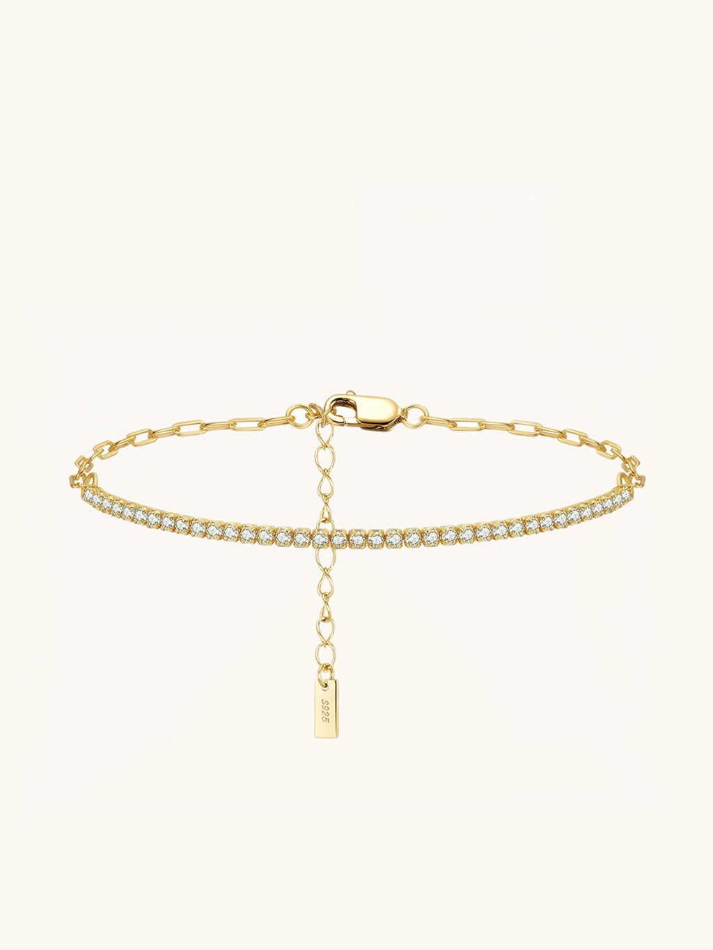 NORA Tennis Paperclip Chain Sterling Silver Bracelet - Minimalist Lab