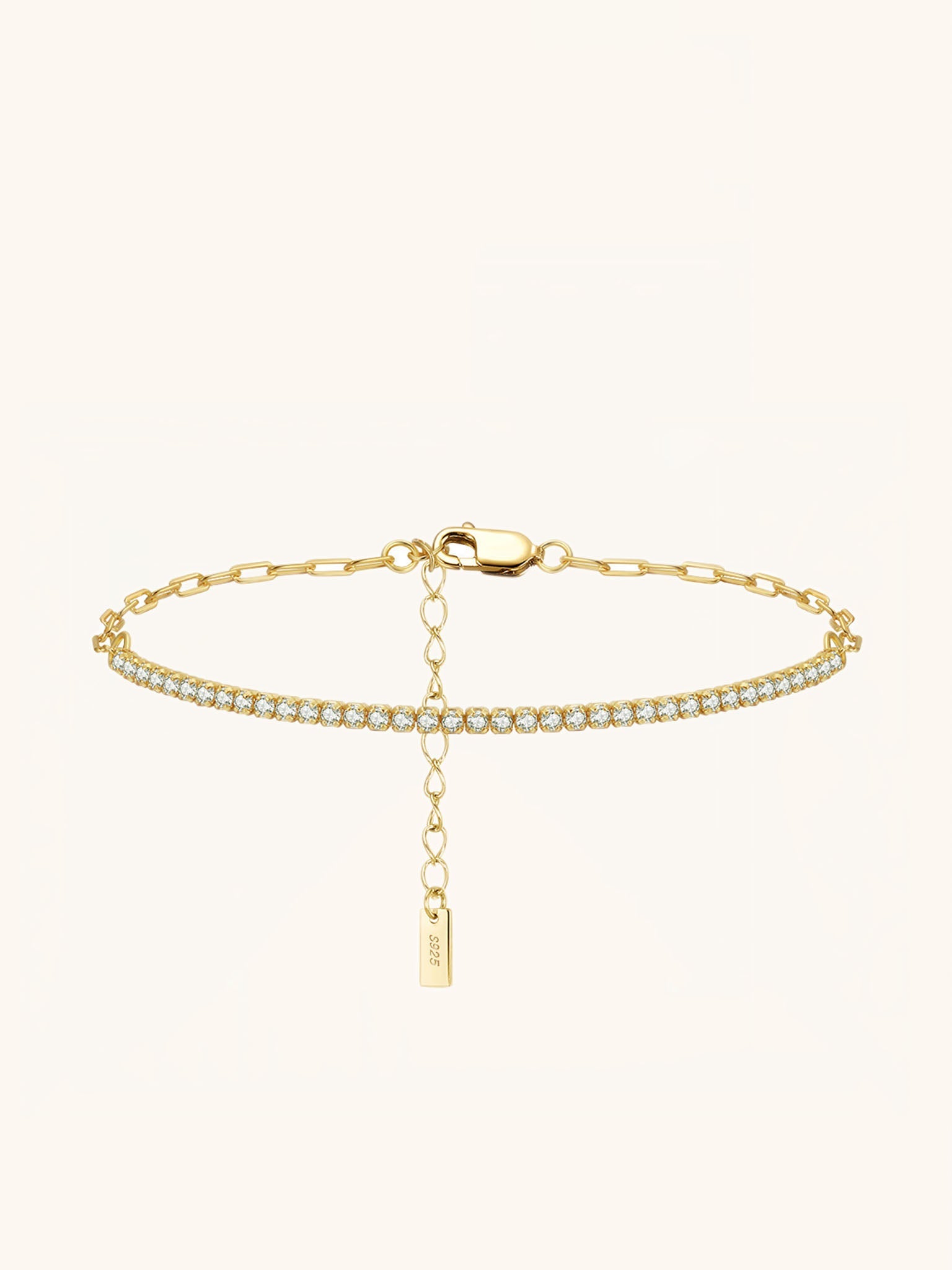 NORA Tennis Paperclip Chain Sterling Silver Bracelet - Minimalist Lab