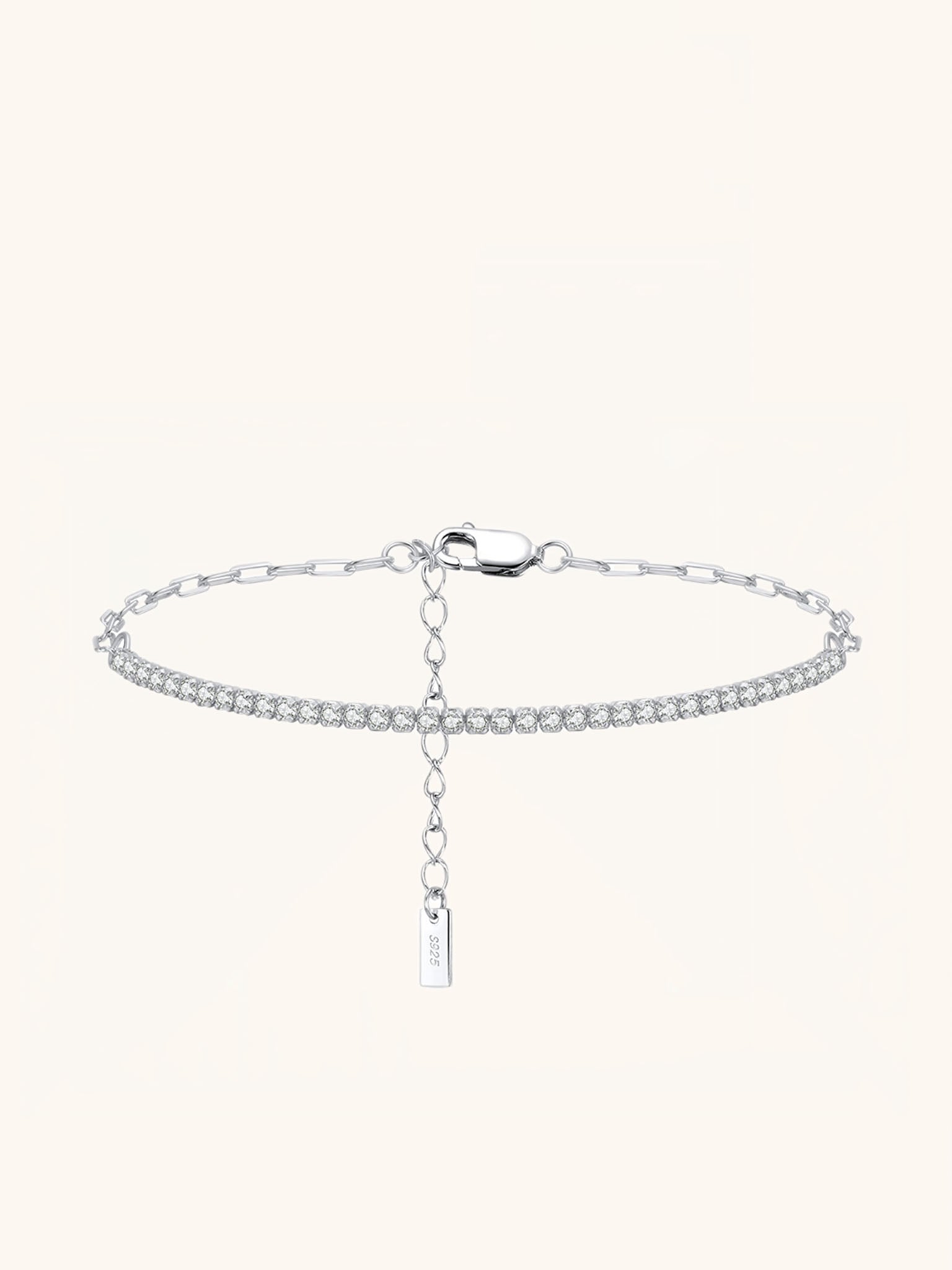 NORA Tennis Paperclip Chain Sterling Silver Bracelet - Minimalist Lab