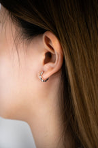 NALA Bamboo Diamond Sterling Silver Ear Hoops - Minimalist Lab