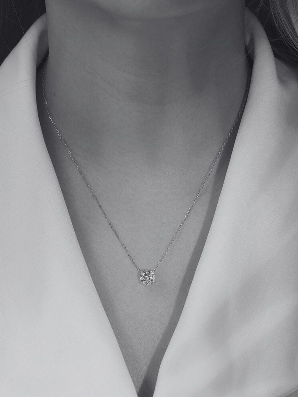 Amélie Moissanite Necklace – 1 Carat Round Brilliant Cut - Minimalist Lab