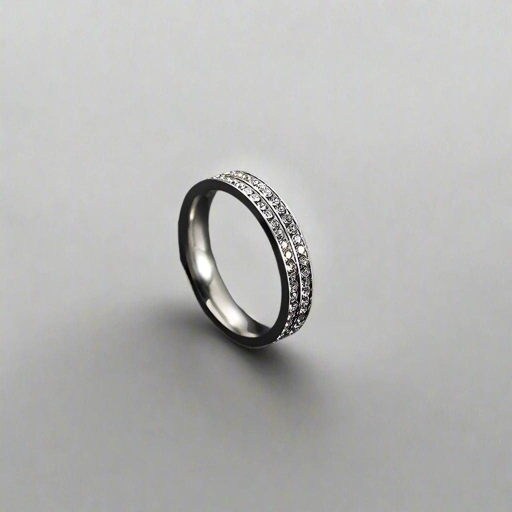 Pave Diamond Stainless Steel Ring - Minimalist Lab