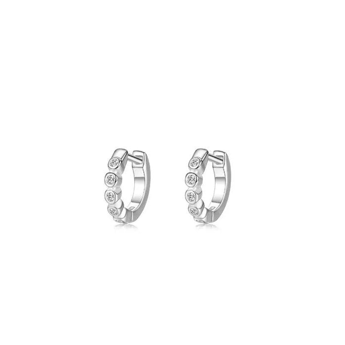 DIANA Diamond Huggie Sterling Silver Ear Hoops - Minimalist Lab