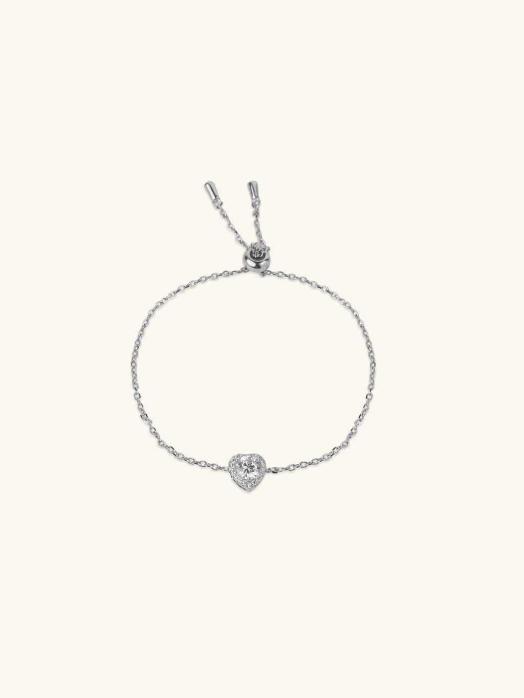 ODILIA Diamond Heart Sterling Silver Adjustable Bracelet - Minimalist Lab