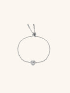 ODILIA Diamond Heart Sterling Silver Adjustable Bracelet - Minimalist Lab