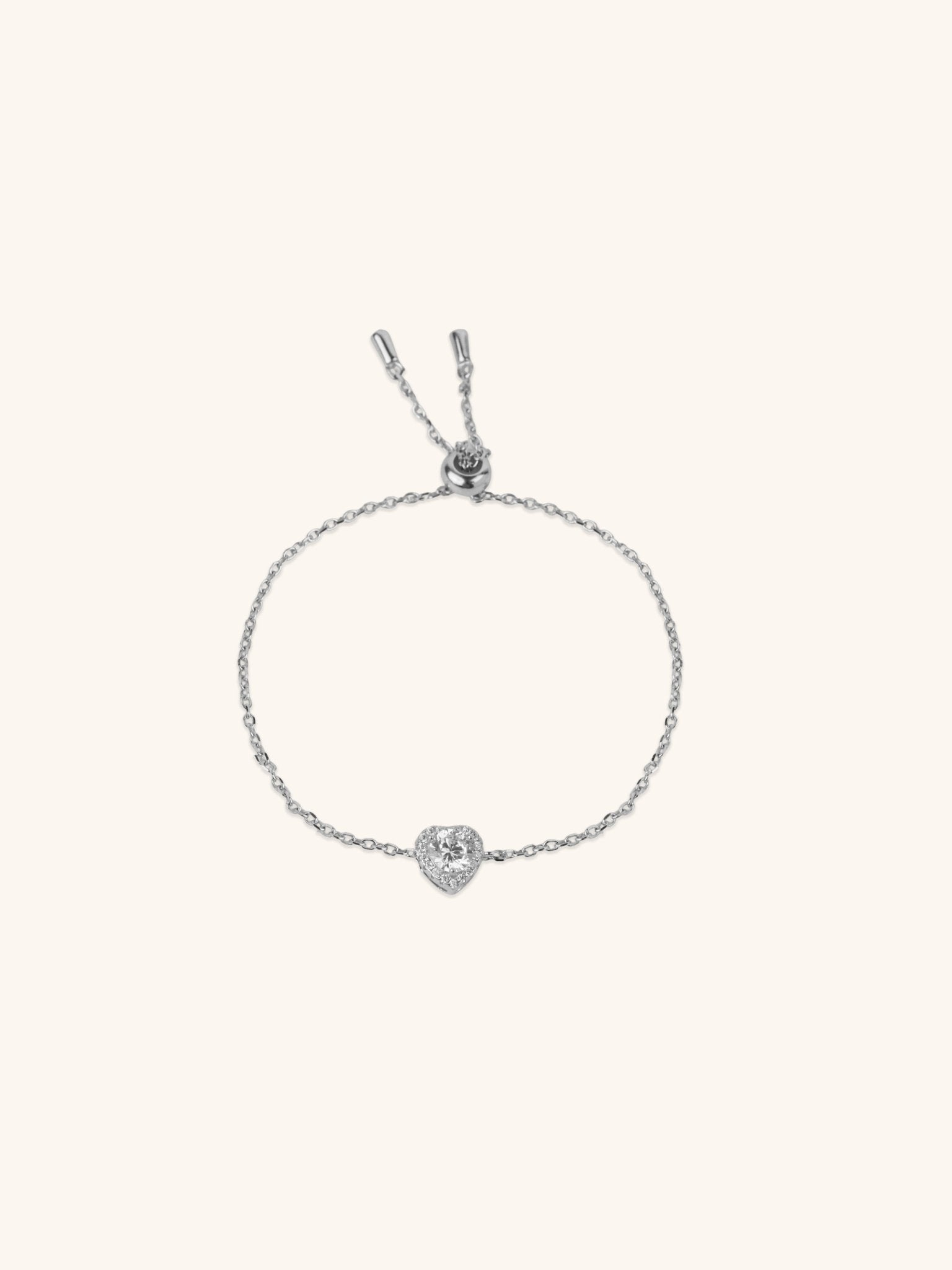ODILIA Diamond Heart Sterling Silver Adjustable Bracelet - Minimalist Lab