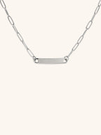 Paperclip Chain Engravable Plate Necklace - Minimalist Lab